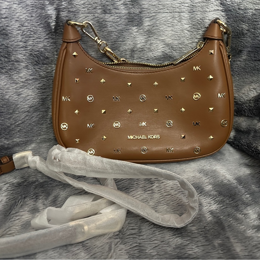 Michael Kors Tan Studded Shoulder Bag